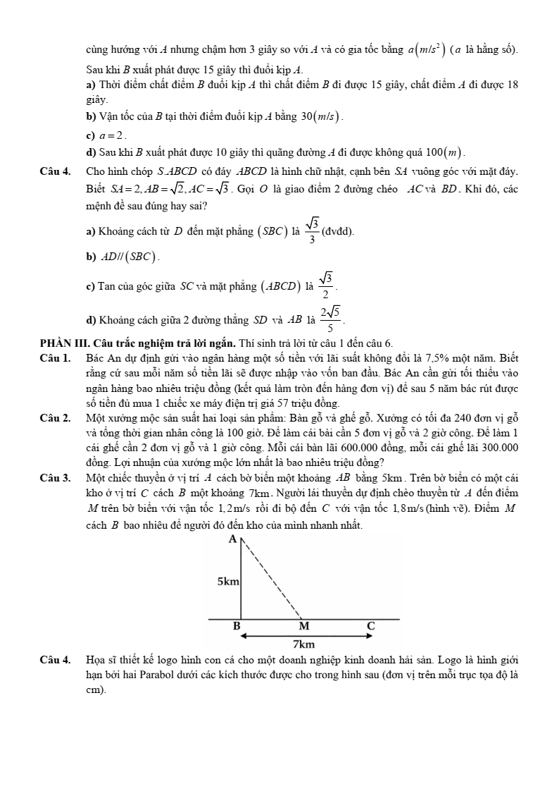 Đề thi thử Toán Tốt nghiệp THPT 2025-2026 trường THPT Trần Nhân Tông (Hà Nội)