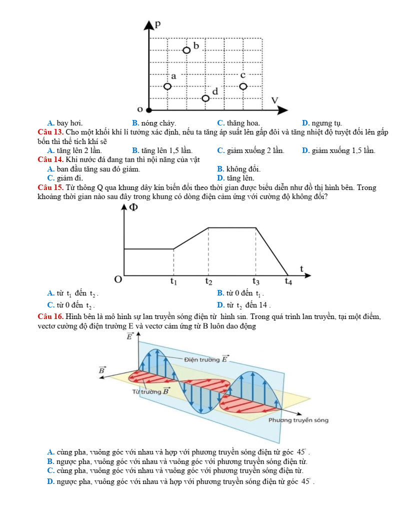 Đề thi thử Vật lí Tốt nghiệp THPT 2025-2026 Sở GD&ĐT Cao Bằng
