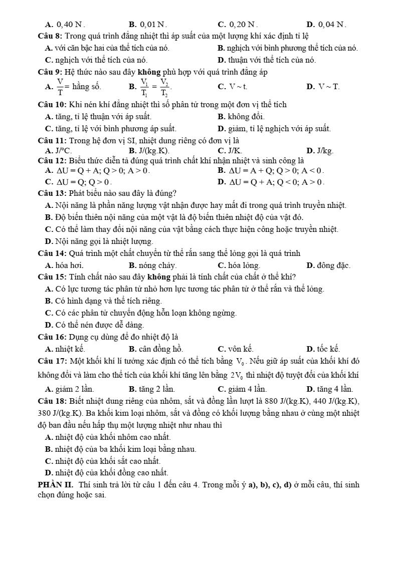 Đề thi thử Vật lí Tốt nghiệp THPT 2025-2026 Sở GD&ĐT Lạng Sơn