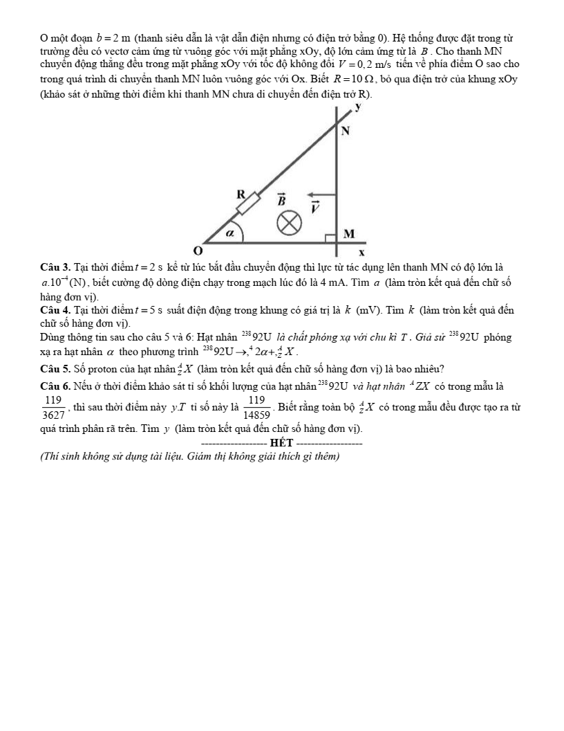 Đề thi thử Vật lí Tốt nghiệp THPT 2025-2026 Sở GD&ĐT Phú Thọ (Lần 2)