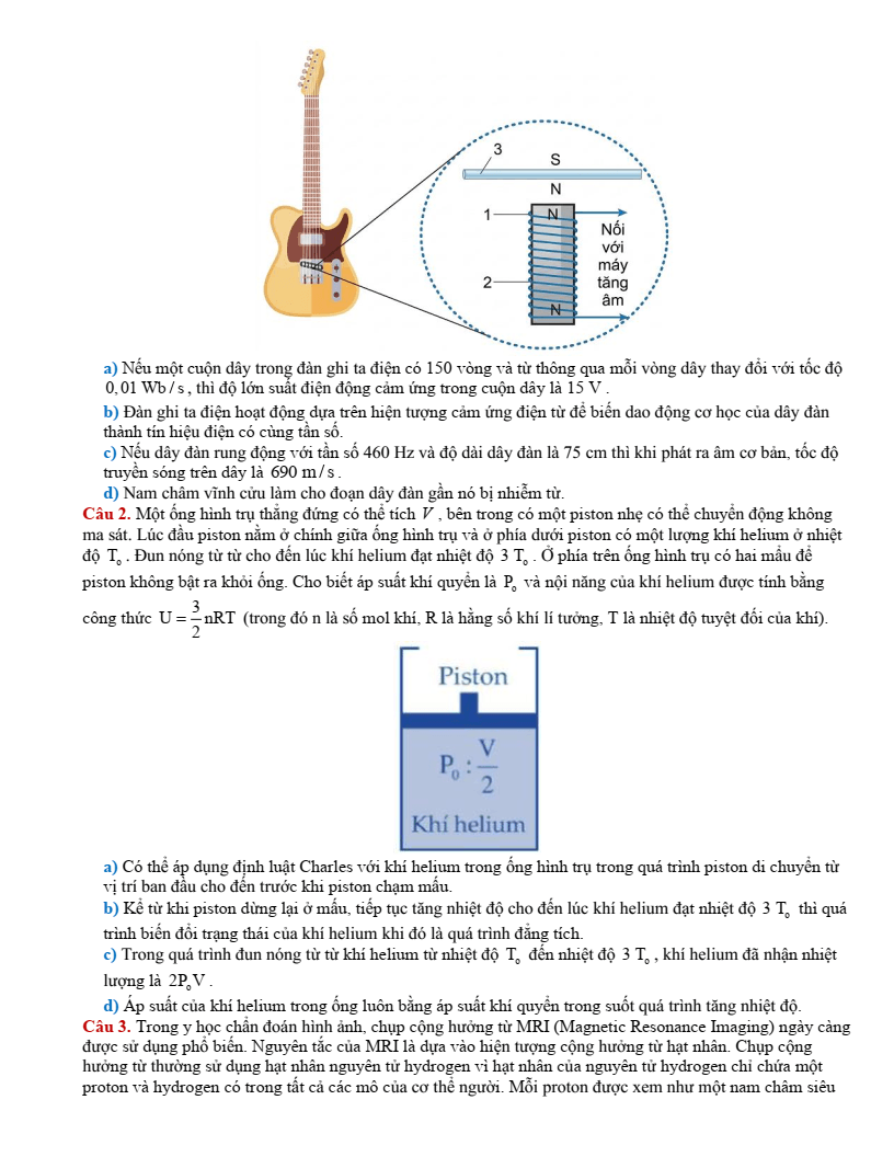 Đề thi thử Vật lí Tốt nghiệp THPT 2025-2026 Sở GD&ĐT Thanh Hóa