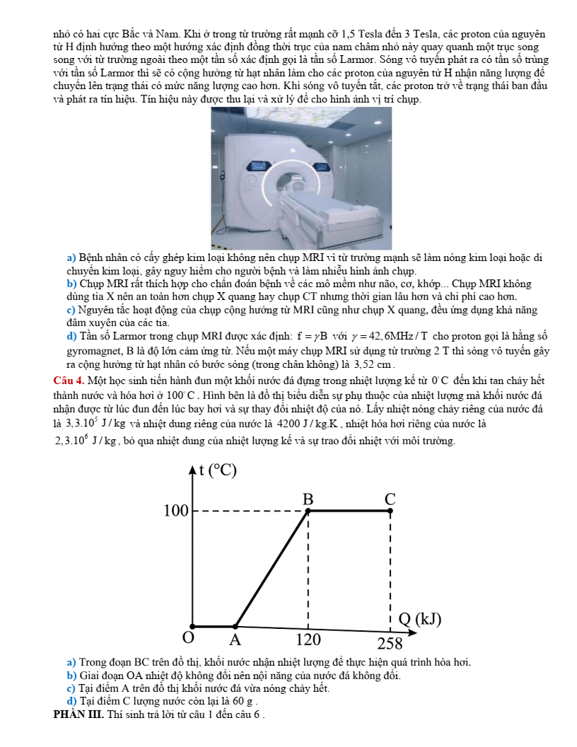 Đề thi thử Vật lí Tốt nghiệp THPT 2025-2026 Sở GD&ĐT Thanh Hóa