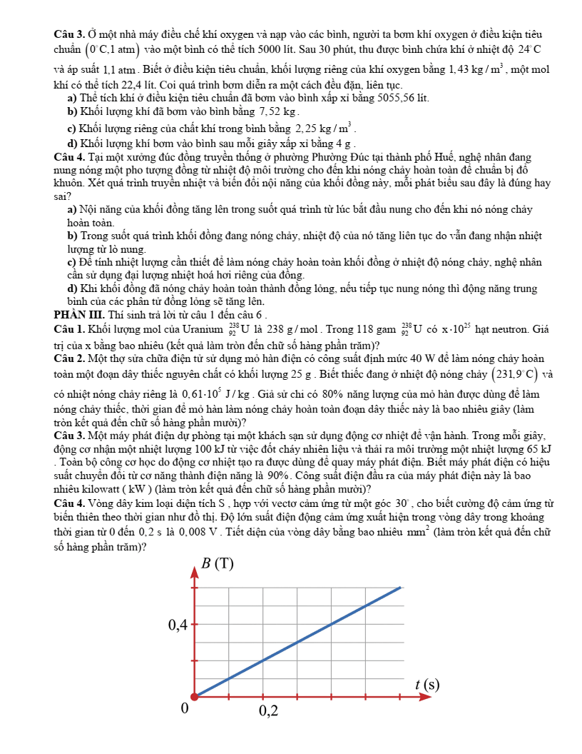 Đề thi thử Vật lí Tốt nghiệp THPT 2025-2026 Sở GD&ĐT TP Huế