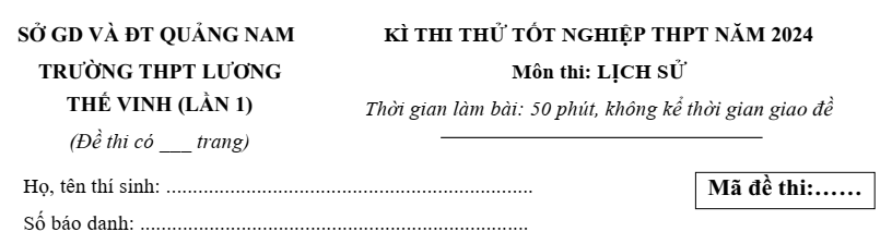 Đề thi thử tốt nghiệp 2024 Lịch Sử (cả nước, có lời giải)