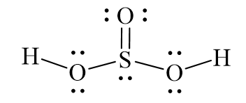 Công thức Lewis của H2SO3