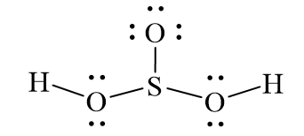 Công thức Lewis của H2SO3