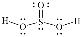 Công thức Lewis của H2SO3