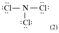 Công thức Lewis của NCl3