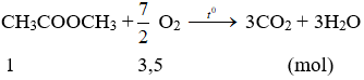 2CH<sub>3</sub>COOCH<sub>3</sub> +  7O<sub>2</sub> → 6CO<sub>2</sub> + 6H<sub>2</sub>O | CH3COOCH3 ra CO2