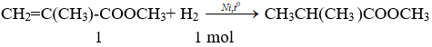 CH<sub>2</sub>=C(CH<sub>3</sub>)-COOCH<sub>3</sub> + H<sub>2</sub> → CH<sub>3</sub>CH(CH<sub>3</sub>)COOCH<sub>3</sub> | CH2=C(CH3)-COOCH3 ra CH3CH(CH3)COOCH3