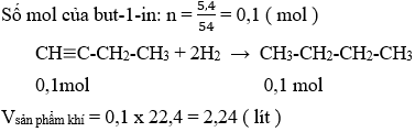CH≡C-CH<sub>2</sub>-CH<sub>3</sub> + 2H<sub>2</sub> → CH<sub>3</sub>-CH<sub>2</sub>-CH<sub>2</sub>-CH<sub>3</sub> | CH≡C-CH2-CH3 ra CH3-CH2-CH2-CH3