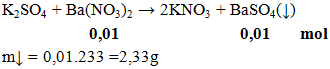 K2SO4 + Ba(NO3)2 → 2KNO3 + BaSO4( ↓) | Cân bằng phương trình hóa học