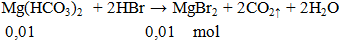 Mg(HCO3)2  + 2HBr → MgBr2 + 2CO2 ↑ + 2H2O | Cân bằng phương trình hóa học