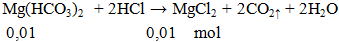 Mg(HCO3)2  + 2HCl → MgCl2 + 2CO2 ↑ + 2H2O | Cân bằng phương trình hóa học