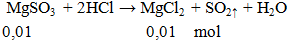 MgSO3 + 2HCl → MgCl2 + SO2 ↑ + H2O | Cân bằng phương trình hóa học