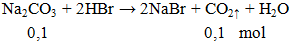 Na2CO3 + 2HBr → 2NaBr + CO2 ↑ + H2O | Cân bằng phương trình hóa học