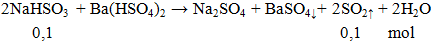 2NaHSO3 + Ba(HSO4)2 → Na2SO4 + BaSO4 ↓ + 2SO2 ↑ + 2H2O | Cân bằng phương trình hóa học