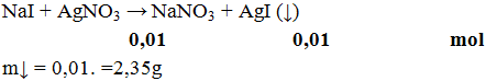 NaI + AgNO3 → NaNO3 + AgI ( ↓) | Cân bằng phương trình hóa học