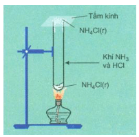 NH4Cl (r) → NH3 (k) + HCl (k) | NH4Cl ra NH3 | NH4Cl ra HCl