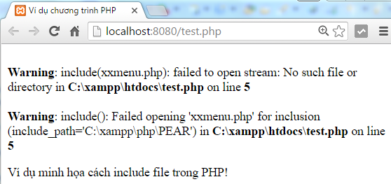 Include file trong PHP