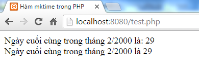 Hàm mktime trong PHP