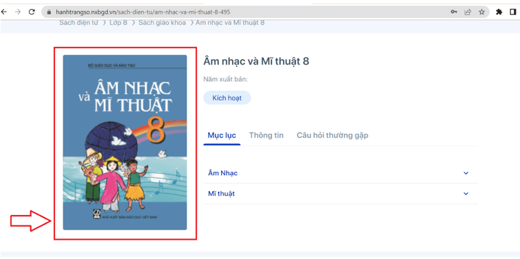 Sách Âm nhạc và Mĩ thuật 8 (ảnh 1)