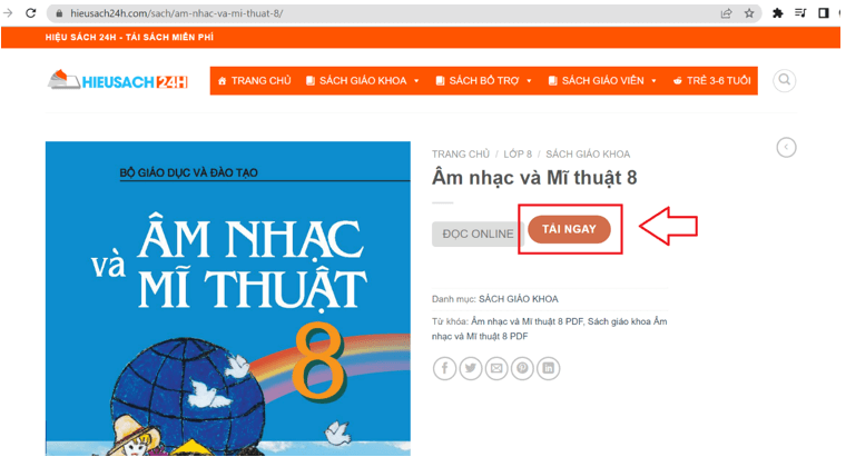 Sách Âm nhạc và Mĩ thuật 8 (ảnh 1)