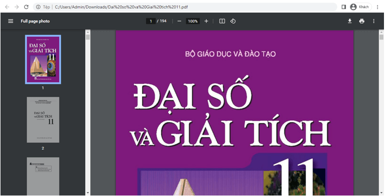 Sách Đại số và Giải tích 11 (ảnh 1)