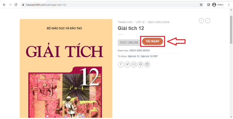 Sách Giải tích 12 (ảnh 1)