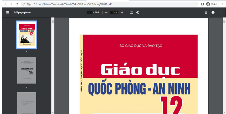 Sách Giáo dục quốc phòng - an ninh 12 (ảnh 1)