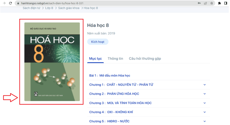 Sách Hóa học 8 (ảnh 1)