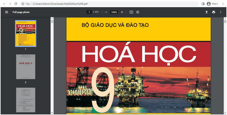 Sách Hóa học 9 (ảnh 1)