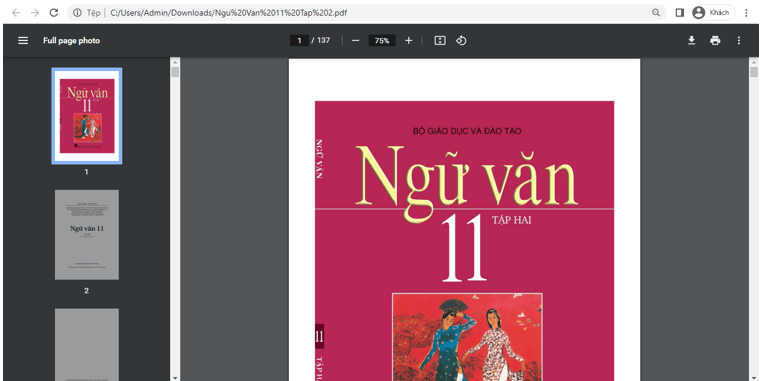 Sách Ngữ văn 11 (ảnh 1)