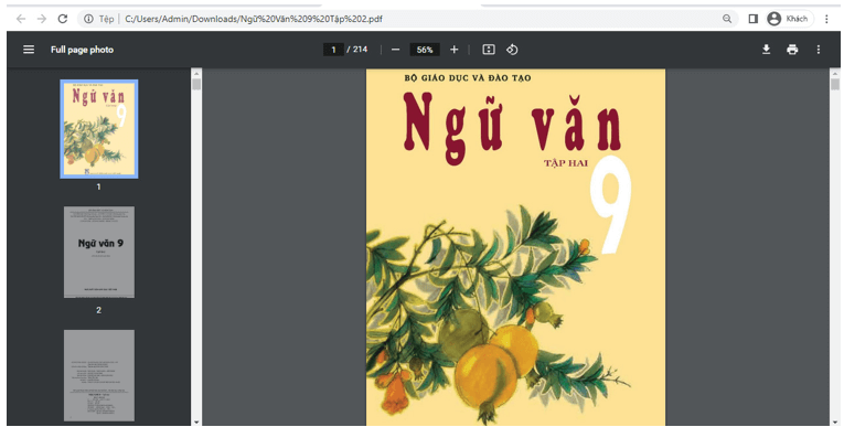 Sách Ngữ văn 9 (ảnh 1)