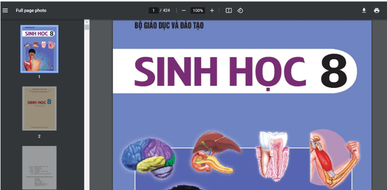 Sách Sinh học 8 (ảnh 1)