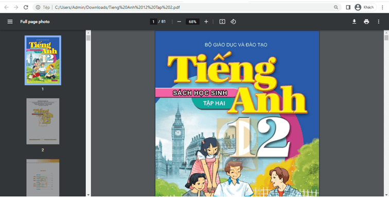 Sách Tiếng Anh 12 (ảnh 1)