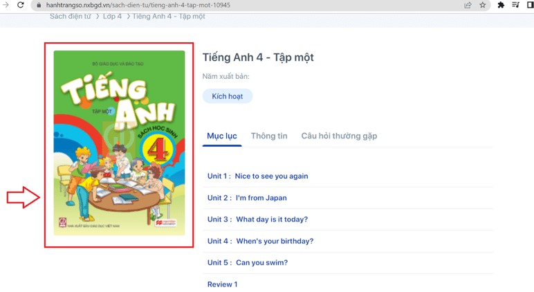 Sách Tiếng Anh lớp 4 (ảnh 1)