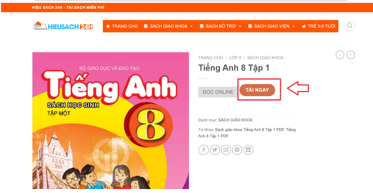 Sách Tiếng Anh 8 (ảnh 1)