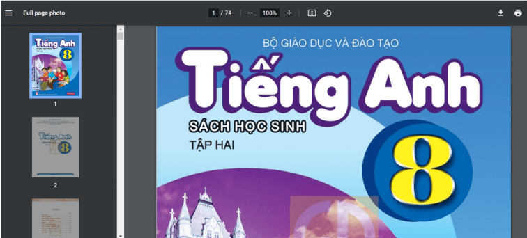 Sách Tiếng Anh 8 (ảnh 1)