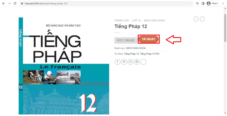 Sách Tiếng Pháp 12 (ảnh 1)