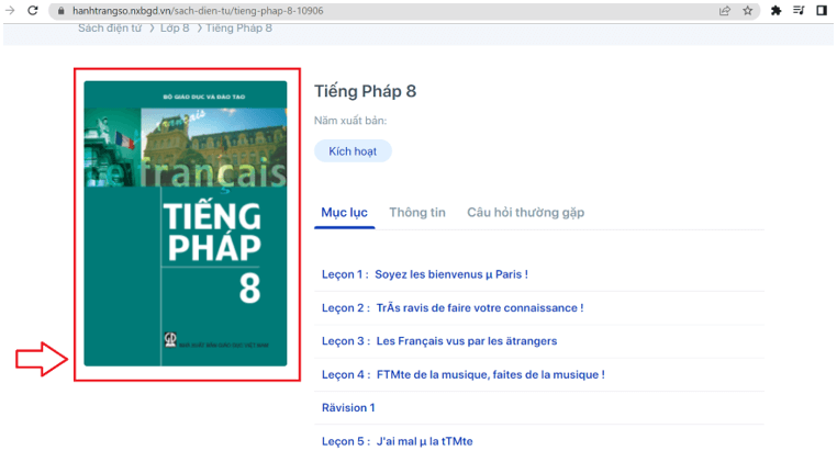 Sách Tiếng Pháp 8 (ảnh 1)