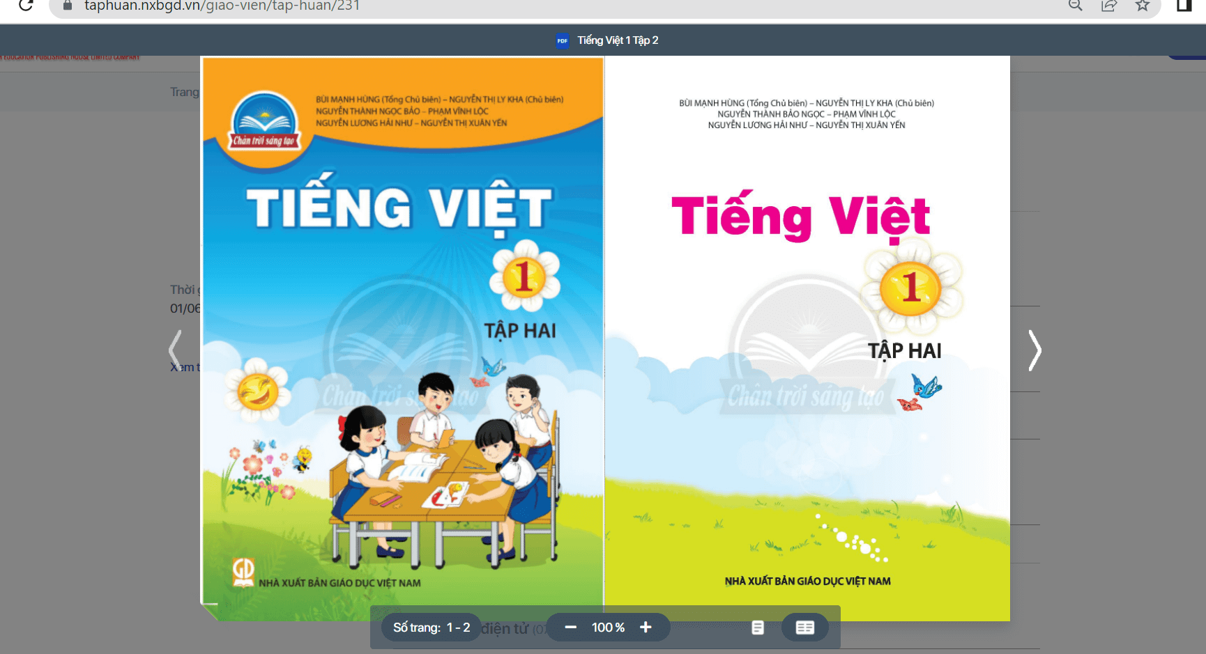 Sách Tiếng Việt lớp 1 Chân trời sáng tạo