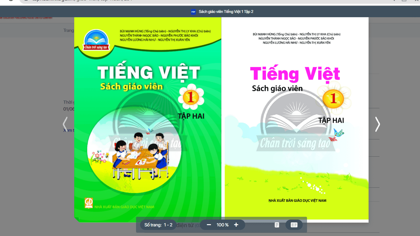 Sách Tiếng Việt lớp 1 Chân trời sáng tạo