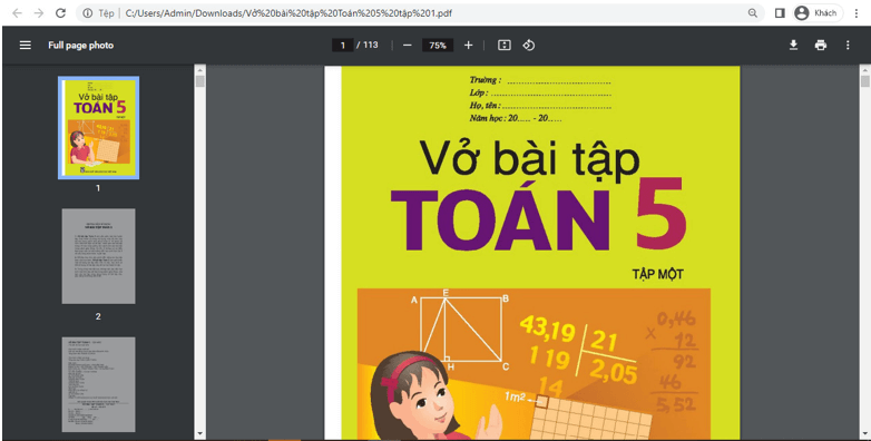 Sách Toán lớp 5 (ảnh 1)