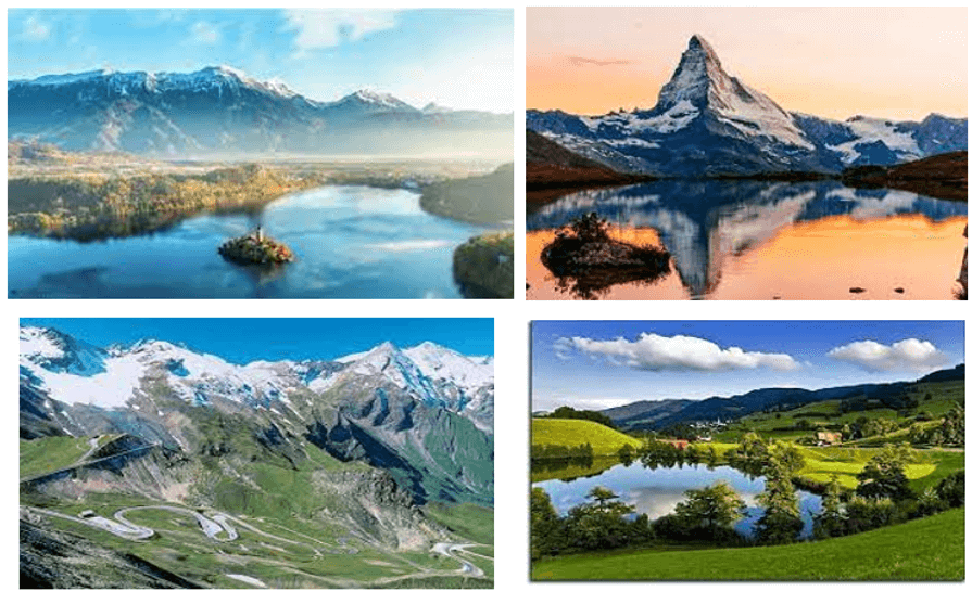 Hãy sưu tầm 4 bức hình đẹp về thiên nhiên châu  Âu và dán vào khung dưới đây.