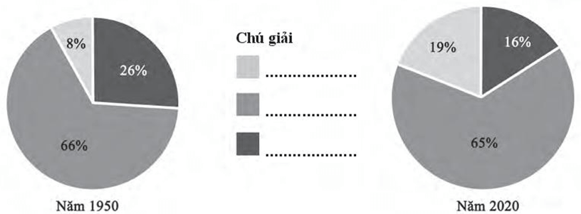 Dựa vào bảng Cơ cấu dân số theo nhóm tuổi ở châu Âu, giai đoạn 1950 - 2020 ở bài 2 trong SGK và hình 2.1 dưới đây, hãy