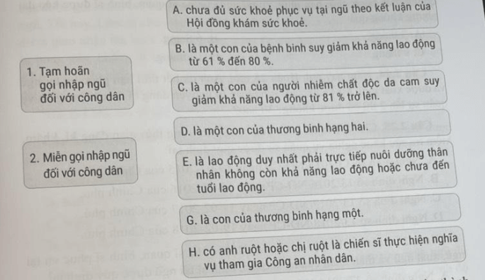 Nối các thông tin ở hai cột dưới đây để được kết quả đúng