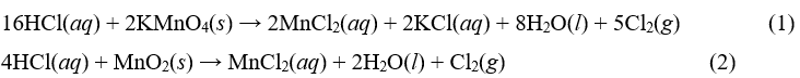 Trong phòng thí nghiệm, hydrochloric acid đặc có thể được dùng để điều chế khí chlorine