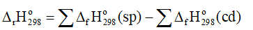 Tính biến thiên enthalpy theo các phương trình phản ứng sau, biết nhiệt sinh 