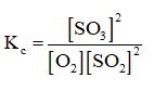 Viết biểu thức tính hằng số cân bằng Kc của phản ứng trên